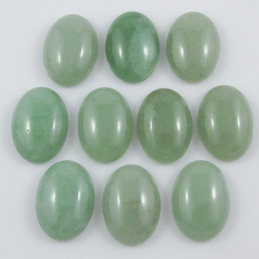 10pcs Natural Aventurine Gemstone Cabochon 18x13mm OVAL Flat Back Earrings etc