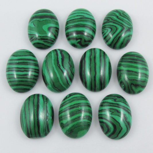 10pcs Synthetic Malachite Gemstone Cabochon 18x13mm OVAL Flat Back Earrings etc