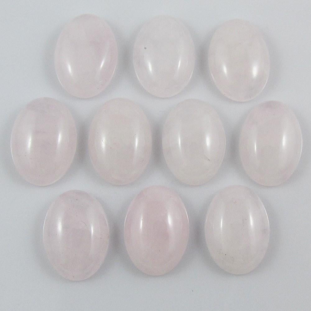 10pcs Rose Quartz Gemstone Cabochon 18x13mm OVAL Flat Back Earrings etc