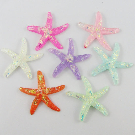 10pcs in Random Pairs DIY Resin Starfish Cabochon Hair Clips Scrapbooking etc