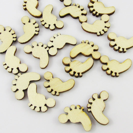 20pcs Laser Cut Wood Foot Footprint Embellishment 19x15mm Scrapbooking Cards etc