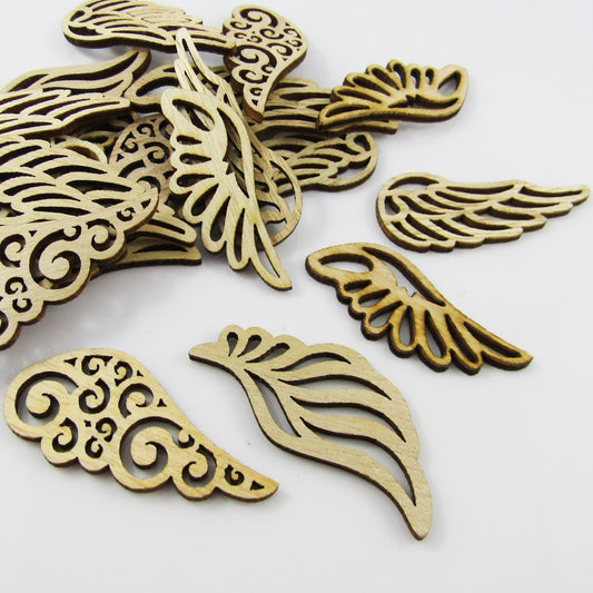 10pcs Laser Cut Wood Mixed Angel Wing Embellishment Scrapbooking Cards etc