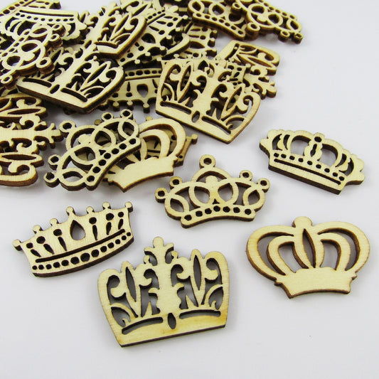 10pcs Laser Cut Wood Mixed Princess Crown Embellishment Scrapbooking Cards etc