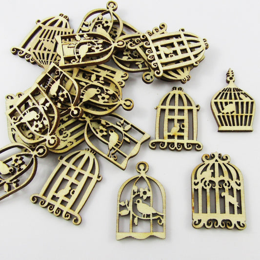 10pcs Laser Cut Wood Mixed Birdcage Embellishment Scrapbooking Cards & More!