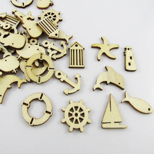 20pcs Laser Cut Wood Mixed Sailing Embellishment Scrapbooking Cards & More!