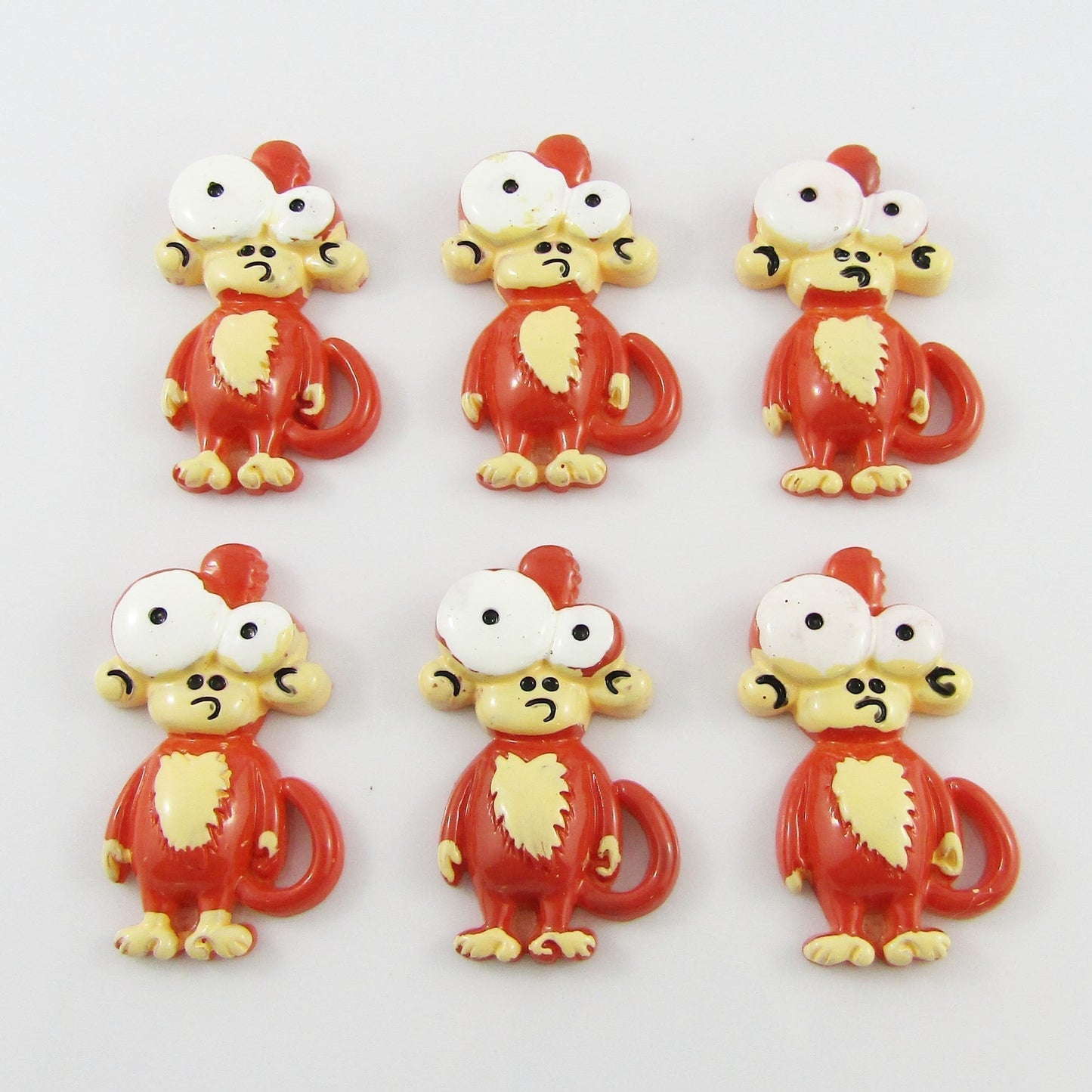 6pcs DIY Resin Cartoon Monkey Cabochon Flat Back Hair Clips Scrapbooking etc