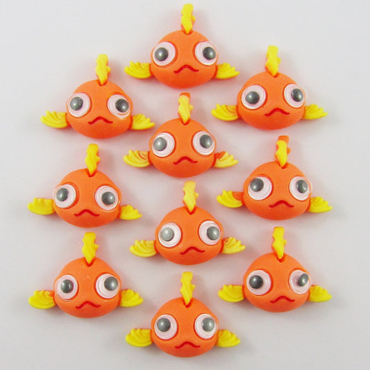 10pcs DIY Resin Goggle Eye Goldfish Cabochon Flat Back Hair Clips Scrapbooking