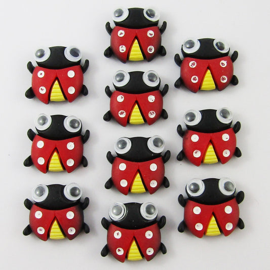 10pcs DIY Resin Goggle Eye Ladybug Cabochon Flat Back Hair Clips Scrapbooking