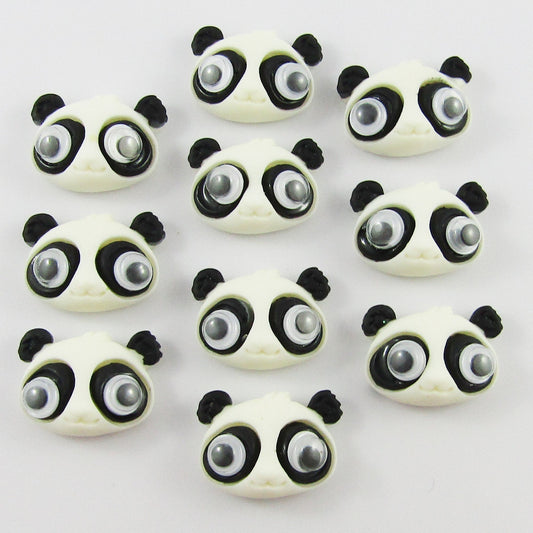 10pcs DIY Resin Goggle Eye Panda Cabochon Flat Back Hair Clips Scrapbooking etc