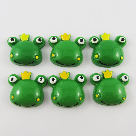 6pcs DIY Resin Frog Prince Cabochon Flat Back Hair Clips Scrapbooking etc