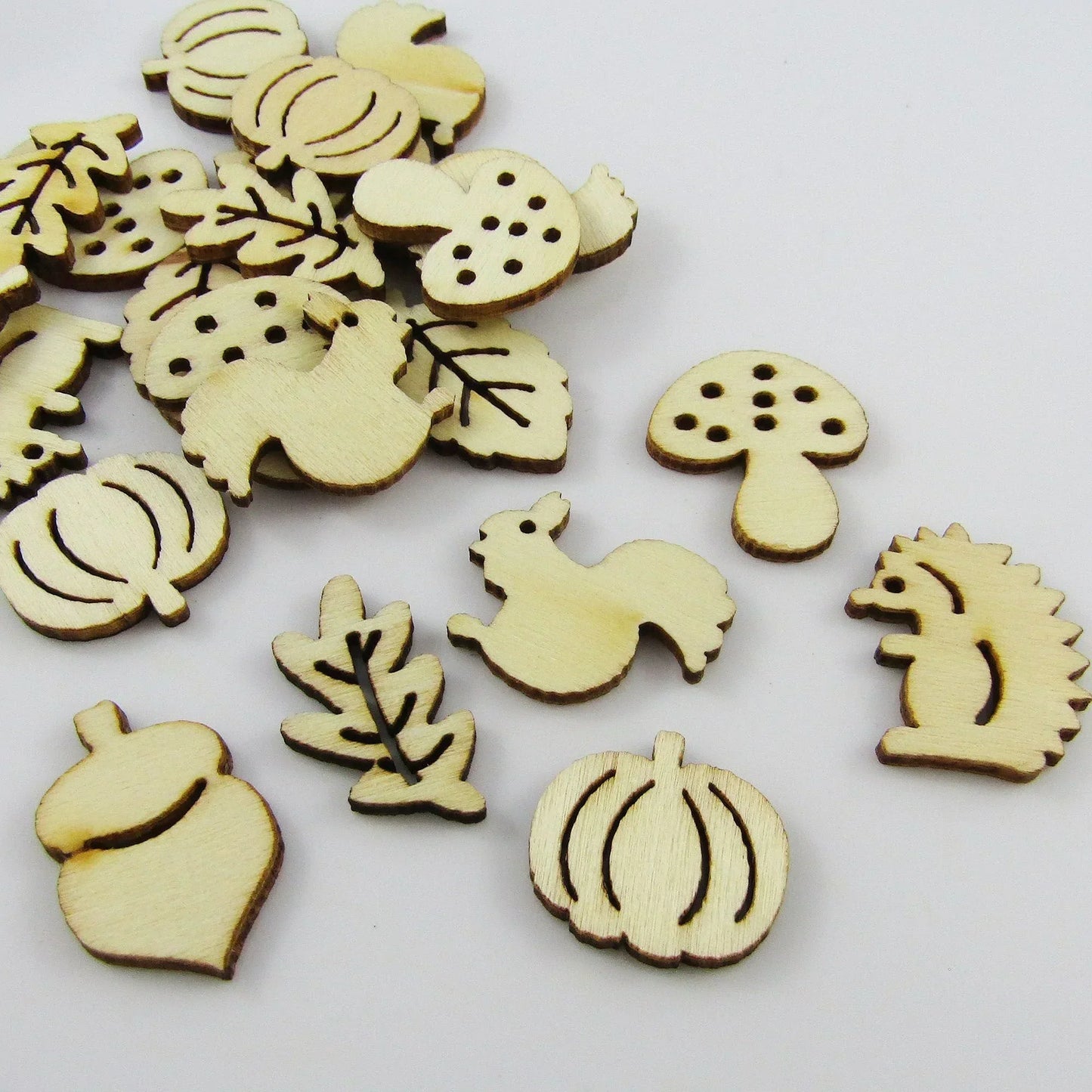 20pcs Laser Cut Wood Woodland Cabochons Scrapbooking Cards & More!