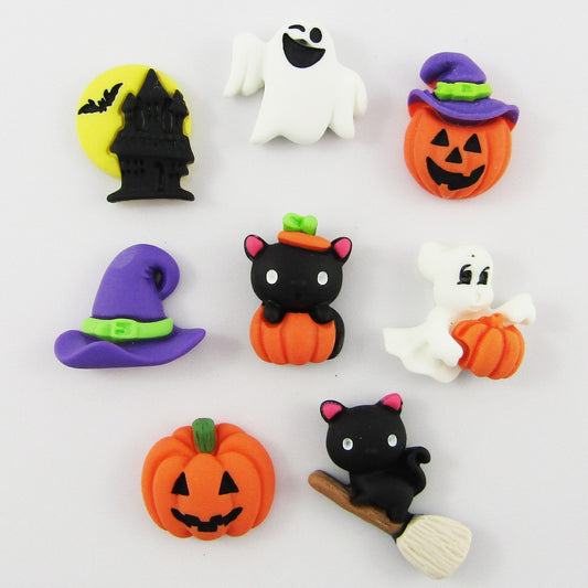 8pcs DIY Resin Halloween Cabochon Flat Back Card Making Scrapbooking Hair Clips