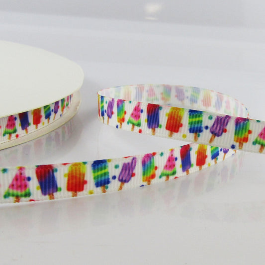 3metres Printed Ice Cream Grosgrain Ribbon 10mm