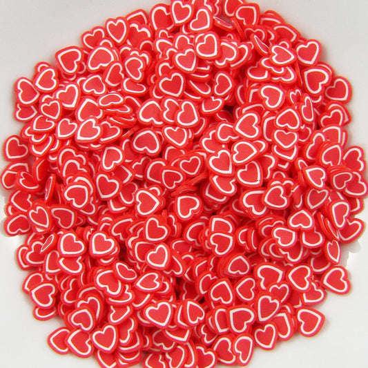 20g Polymer Clay Wafer Confetti Sprinkles Outline Heart Red Resin Shaker Cards