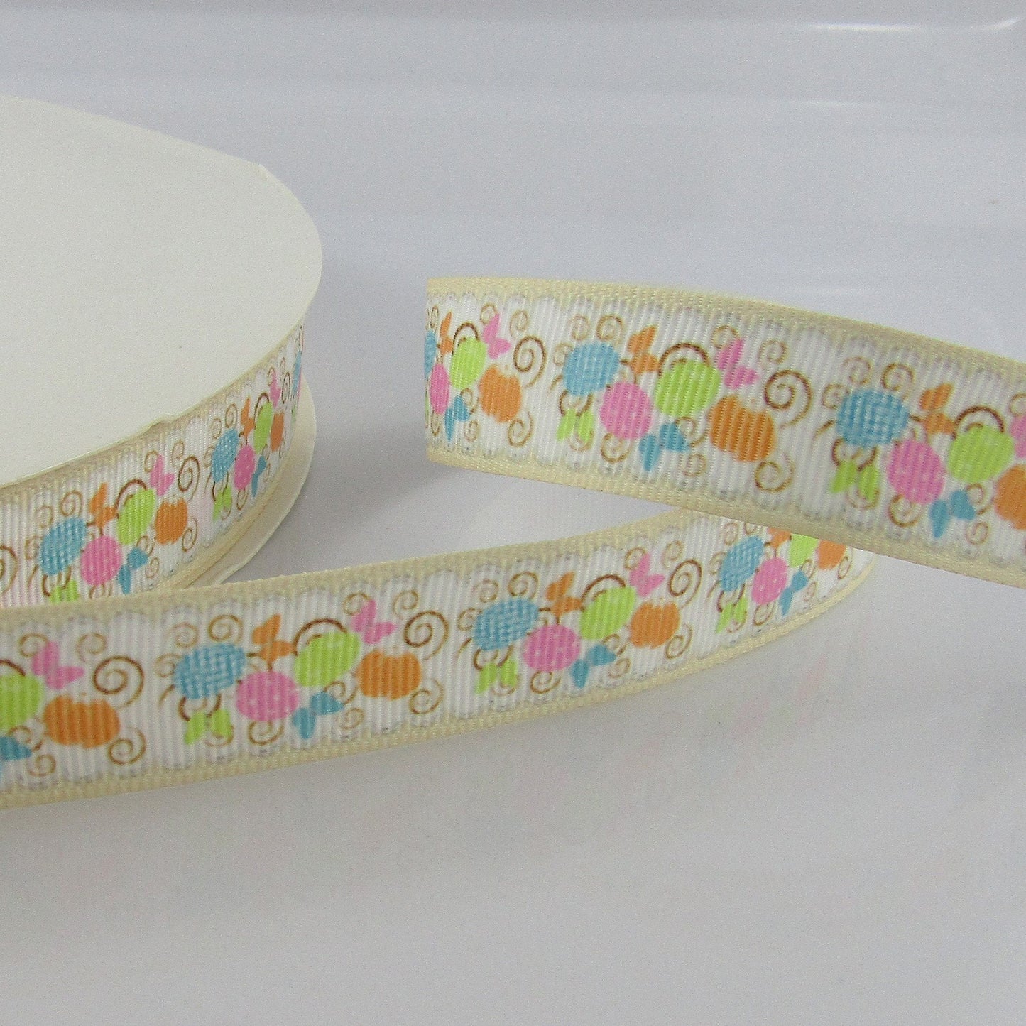 3metres Printed Easter Egg Butterflies Grosgrain Ribbon 20mm