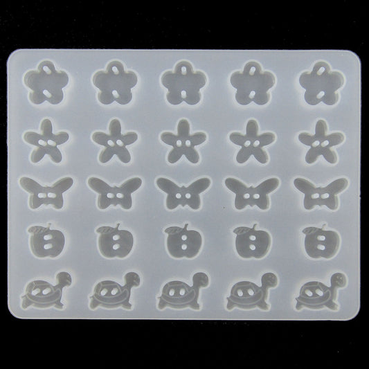 Flowers Butterfly Apple Turtle Button Silicone Casting Mould for Epoxy Resin