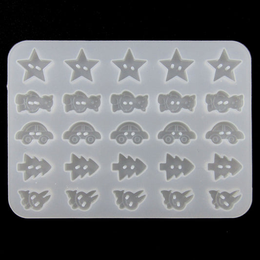 Star Teddy Car Tree Rabbit Novelty Button Silicone Casting Mould for Epoxy Resin