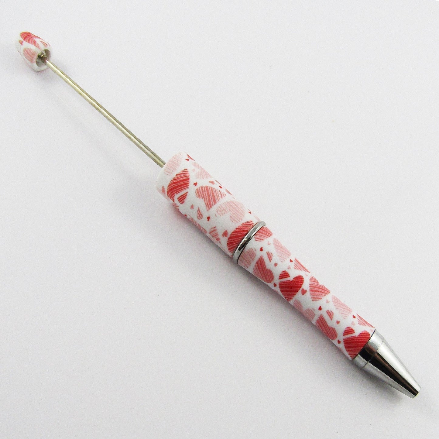 Blank DIY Heart Print Beadable Pen 144mm Personalised Gift Idea Select Qty