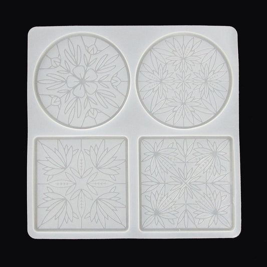 Mixed Round & Square Flower Mandala Coaster Silicone Mould for Epoxy Resin