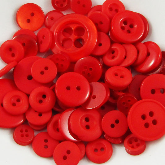 50gram Assorted Red Sewing Buttons RESIN Crafts Jewellery Junk Journal