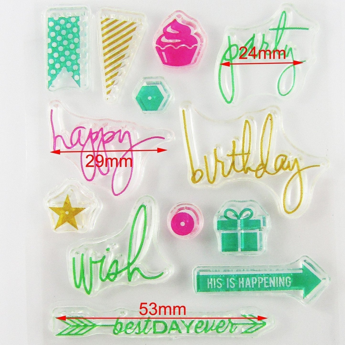 Happy Birthday Wish Message Clear MINI Stamp Silicone Rubber Card Making etc