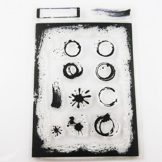 Cup Stains & Ink Splash Frame Clear Stamp Sheet Silicone Journal Scrapbook Cards