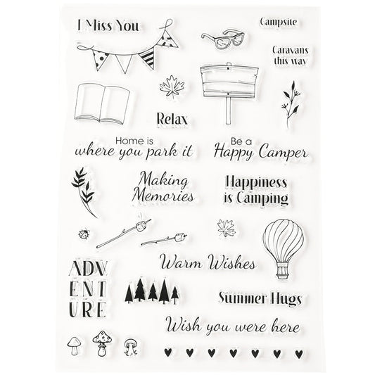 Camping Adventure Message Clear Stamp Silicone Rubber Scrapbooking Card Making