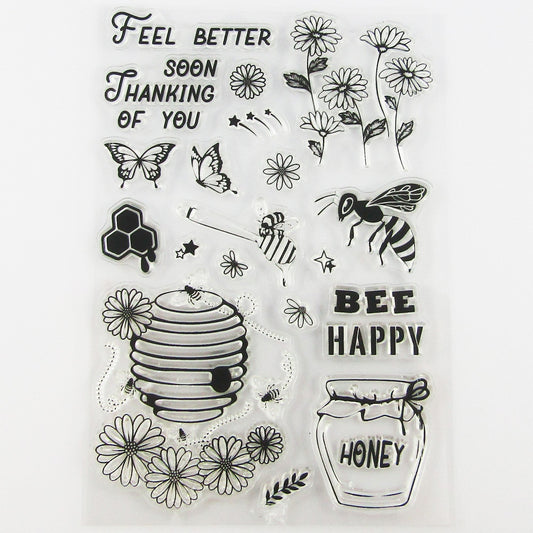 Feel Better Soon Bees Clear Stamp Sheet Silicone Rubber Scrapbooking Card Making