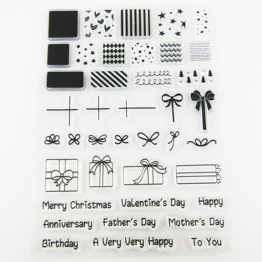 Giftbox Presents Bows Layering Clear Stamp Sheet Silicone Rubber Card Making etc