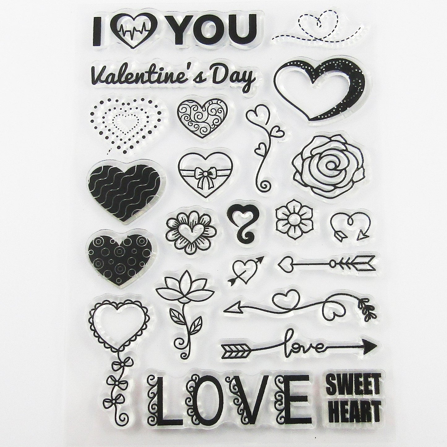 Valentine's Heart Messages Clear Stamp Sheet Silicone Journal Scrapbook Cards